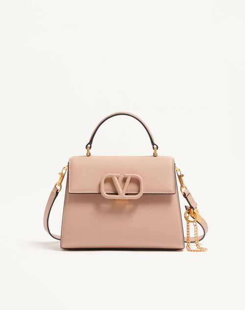 Valentino Garavani - Valentino Garavani Vsling Small Handbag In Grainy Calfskin - Rose Cannelle - Woman - Top Handle Bags